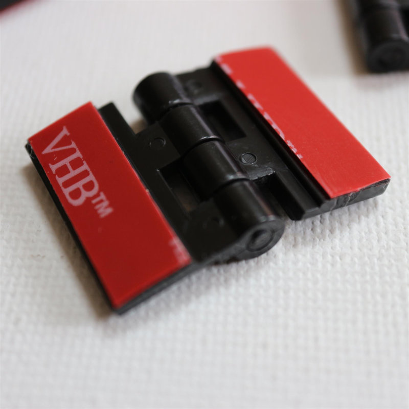 Black Acrylic Hinges - No Glue Required Self Adhesive, Black Plastic 24mm