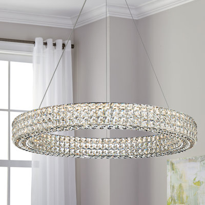 Latecha Crystal Dimmable LED Wagon Wheel  Chandelier