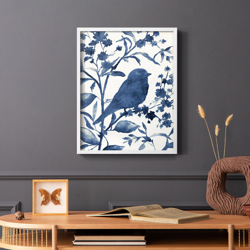 Bluebird Silhouette I, reproduction encadrée - bois massif, Blanc, H 10 po x l 8 po