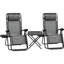 Chaise Zero Gravity - Chaises en filet respirantes, table d'appoint pour la piscine extérieure, pliage de la cour arrière grise avec chaises inclinables portables et porte-gobelets