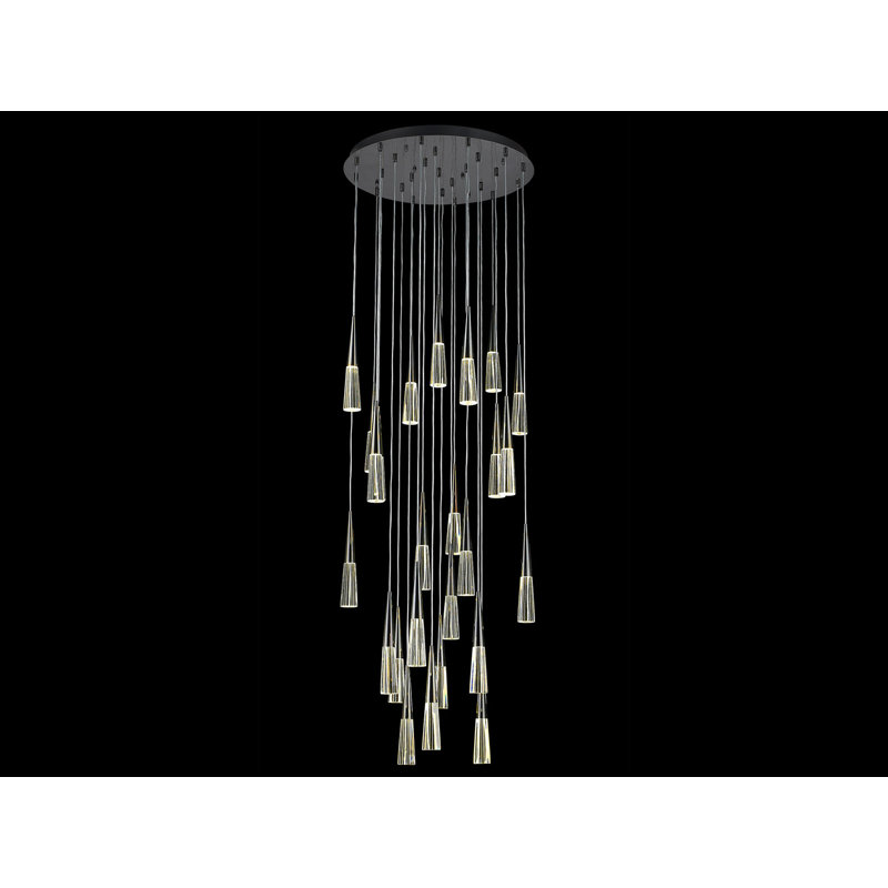 Avalon Crystal Cascade 25-Light LED Chandelier in Gun Metal