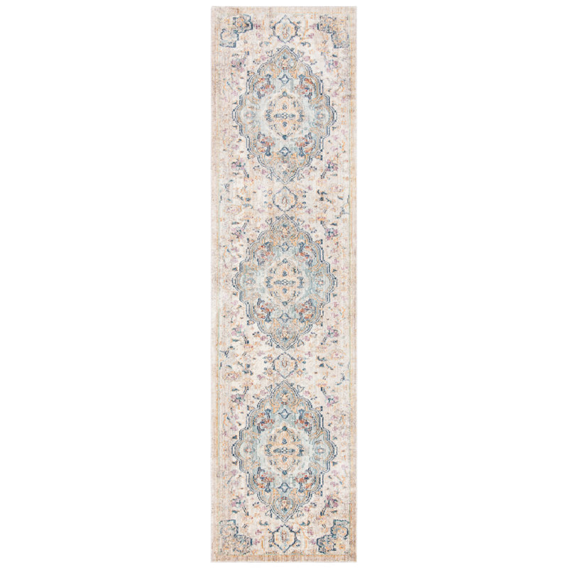 Bachus Damask Viscose Area Rug, Runner 69 x 244 cm