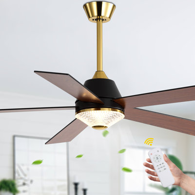 52" Modern Ceiling Fan, Reversible DC Motor 6 Speed with Remote Control for Living Room