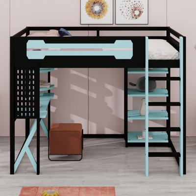 Complete Loft Bed With Desk, Shelves