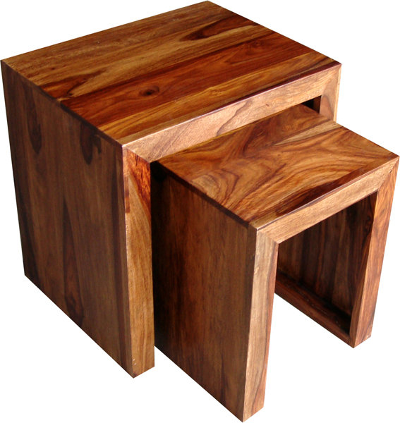Solid Wood Pedestal Nesting Tables