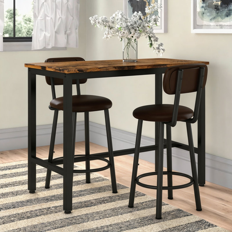 Trexton 2 - Person Four Leg Dining Set, Rustic Brown