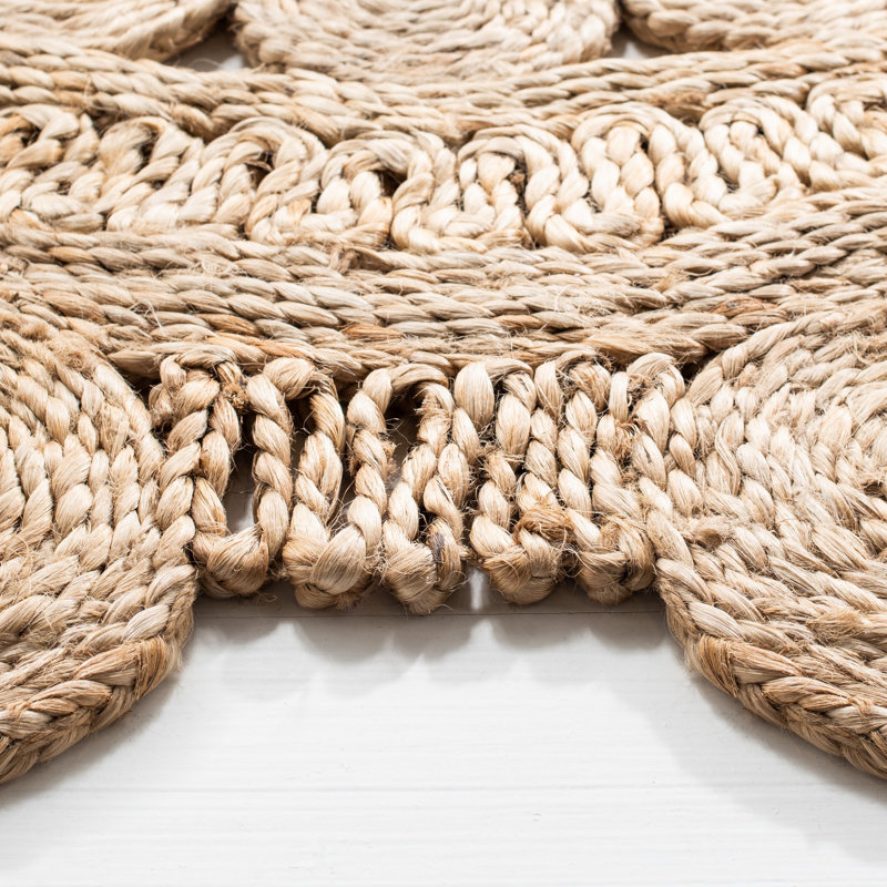 Natural Fiber Hand Woven Jute Solid Color Rug, Round 4'