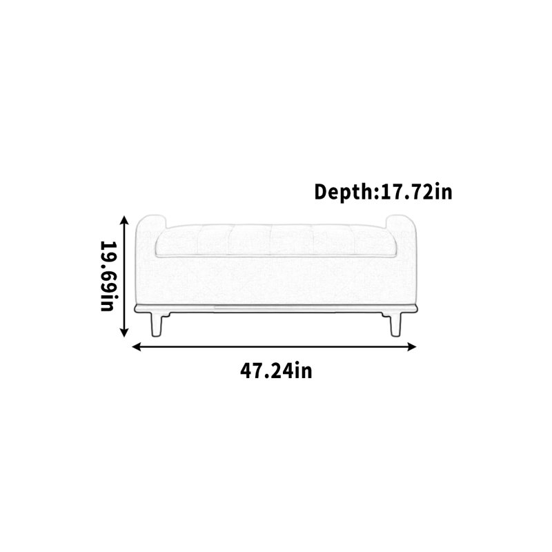Banc de rangement pour canapé de rangement pour vêtements, H 19,69 po x l 47,24 po x P 17,72 po