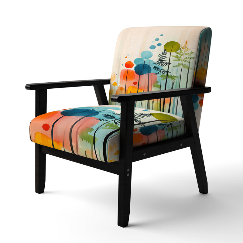 Chaise d'appoint Abstract Botanicals - Chaise avec accoudoirs Green Light, Black Square Arms