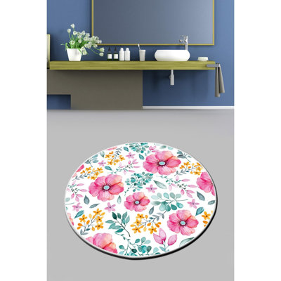 Tapis de bain antidérapant, 100% polyester, 32 po x 32 po, hauteur des poils de 5 mm | Lavable à la machine, impression numérique, 35,3 oz / m² | Parfait pour la sécurité et le confort de la salle de bain, points durables pour une adhérence accrue
