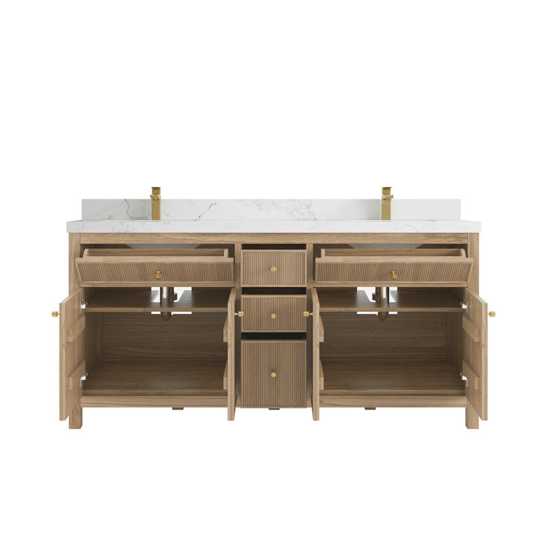 Ensemble de meuble-lavabo double 72 po Sonoma, Blanc, Light Graywashed