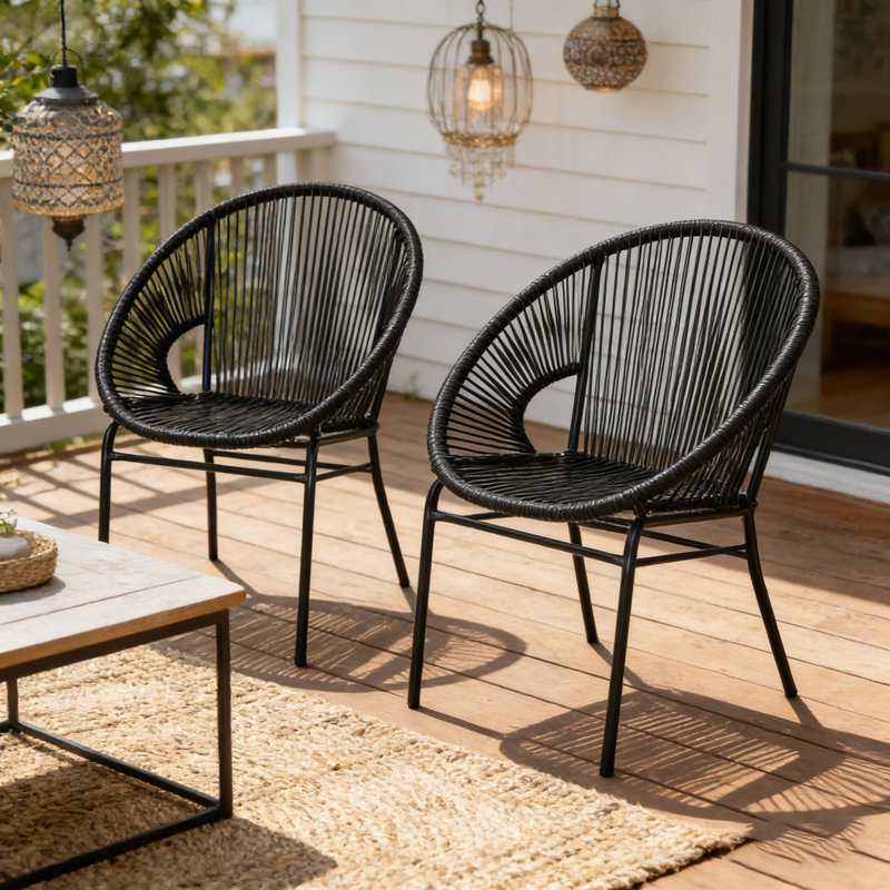 OUDOOR WICKER CHAIR, Black