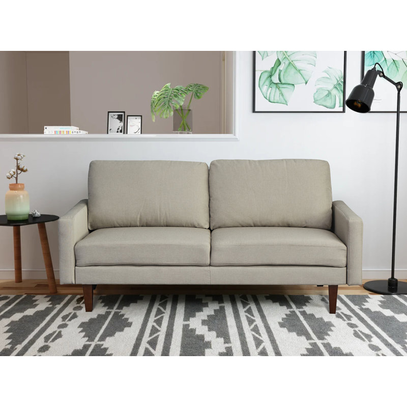 Canapé à accoudoirs carrés 71 po Chassia, Mélange de lin beige