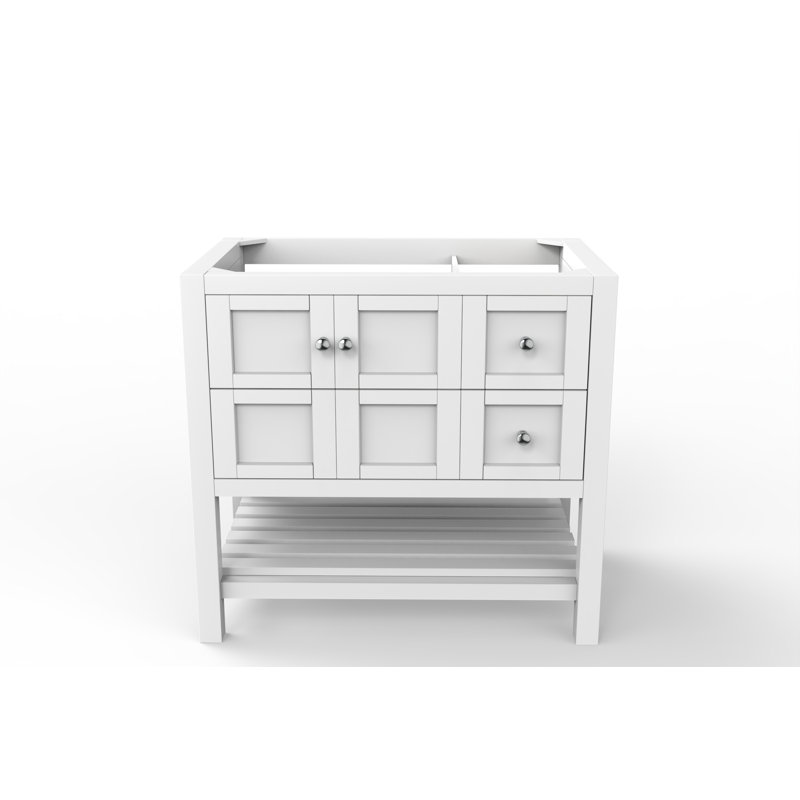 Base de meuble-lavabo simple 35 po Venice, Blanc / Chrome