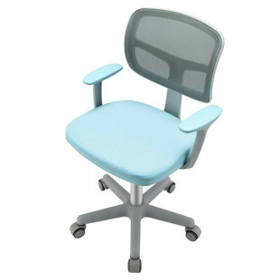 Lashaon Adjustable Height Desk Chair and Ottoman Inbox Zero Upholstery Color: Light Blue