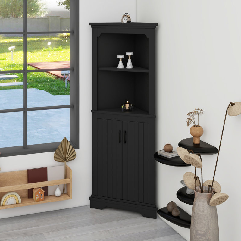 Grande armoire d'angle avec portes pour toutes sortes de pièces, Noir