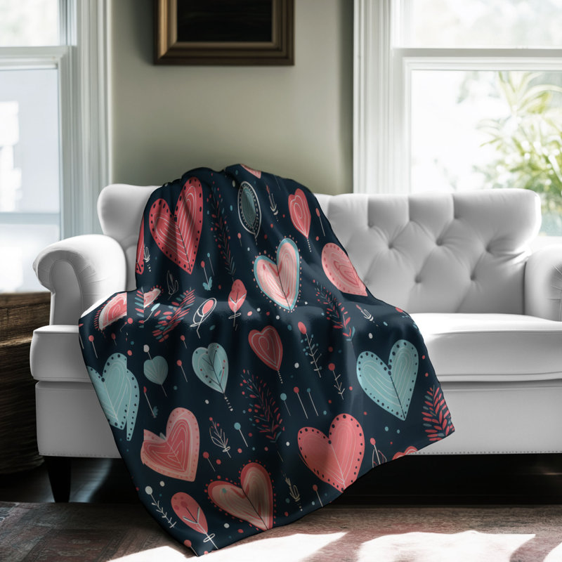 Couvre-cœur amoureux - 1 pièce Sherpa Premium, Grand lit