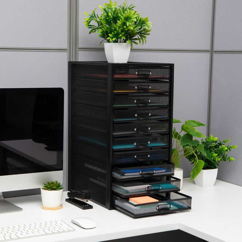 Mind Reader File Storage Drawers, Desk Organizer, Multi-Purpose, Metal, 10.75"L x 14"W x 21.25"H, Black