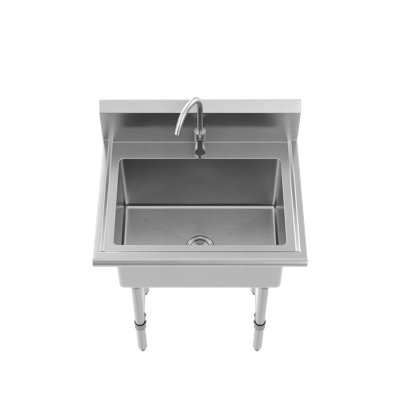 DeerValley 30" x 24" Freestanding Single Bowl Stainless Steel Utility Sink with Faucet