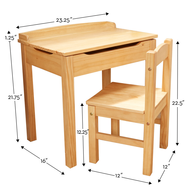 Honey Finish Solid Wood Lift-Top Writing Desk with Filing Cabinet