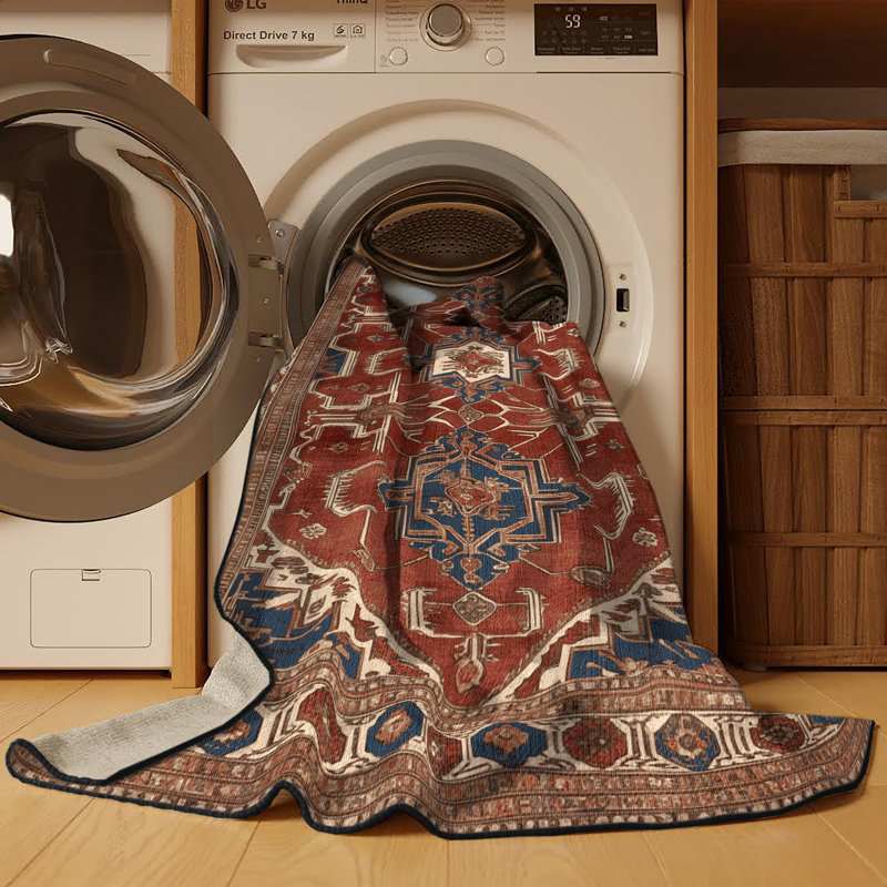 Machine Washable Persian Brown Area Rug, Round 7'