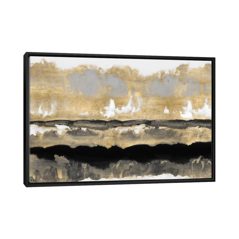 « golden ditons i », reproduction d’art sur toile tendue, H 18 po x l 26 po x P 1,5 po, Toile avec cadre noir, Pas de tapis