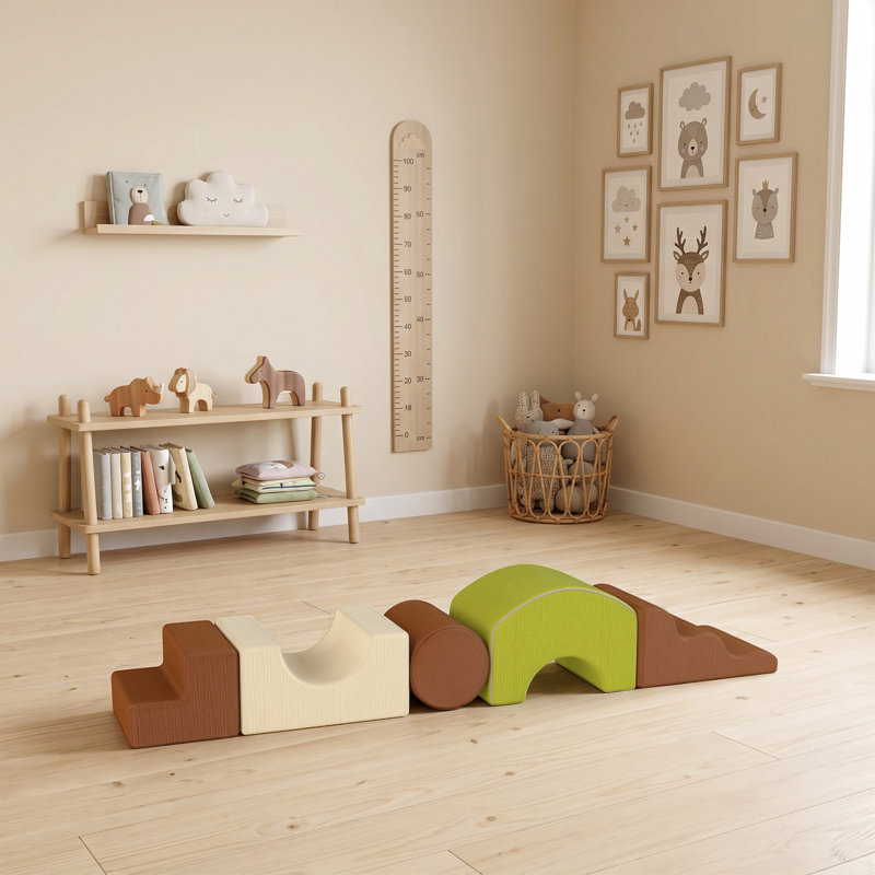 Blocs d'escalade en mousse, ensemble de 5 pièces pour tout-petits, avec revêtement en velours côtelé, fond antidérapant, housse amovible et lavable, jeu d'intérieur pour ramper ou construire, salle de jeux, chambre d'enfant, 3 à 6 ans