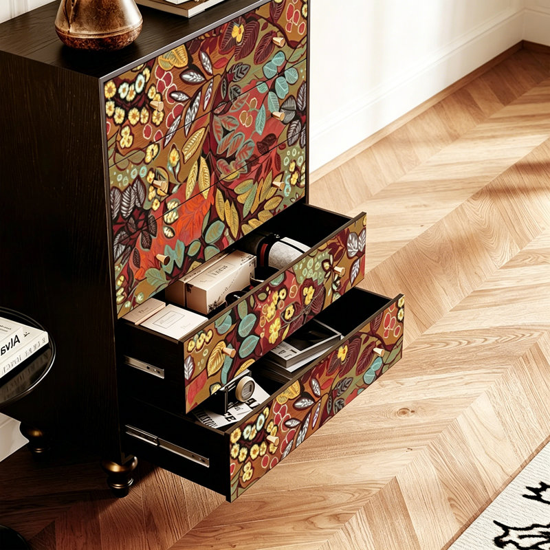 Commode 5 tiroirs en bois massif