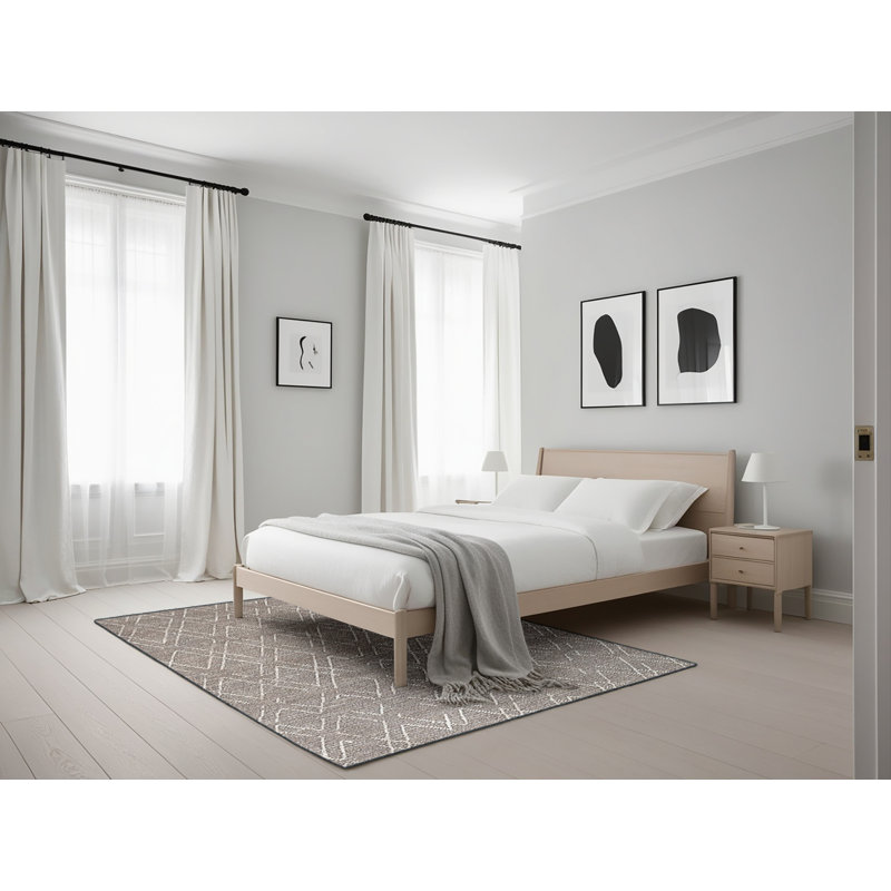 Tapis beige à motif géométrique Menekse, Rectangle 5 pi x 7 pi