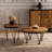 Retro Walnut Solid Manufactured Wood Round Coffee Table Sets