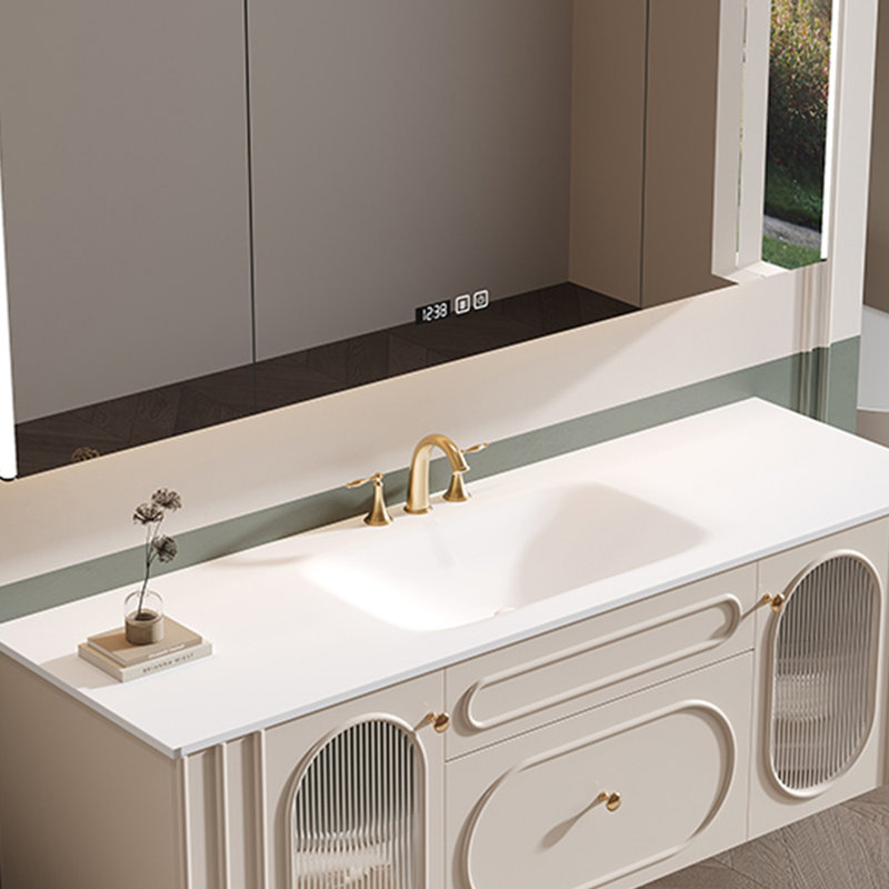 French minimalist bathroom cabinet, 19.69" H x 59.06" W x 21.65" D