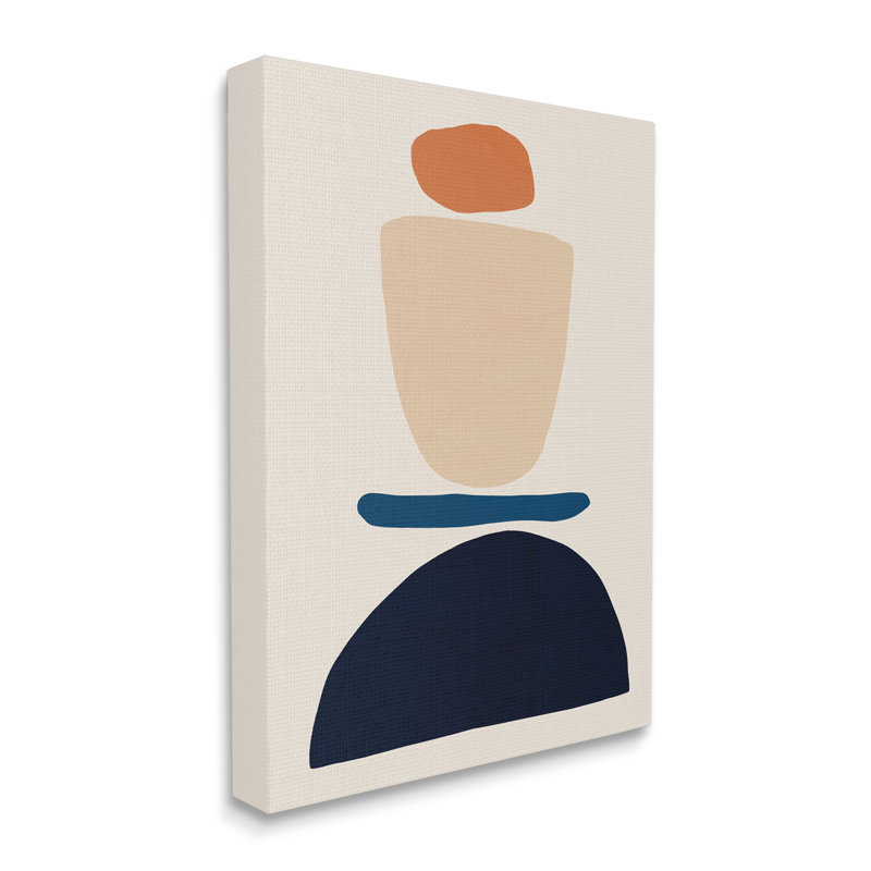 Formes abstraites occidentales, orange et bleu par Victoria Barnes - impression, H 30 po x l 24 po, Toile tendue