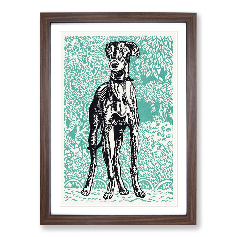 Greyhound Vol.3 by Moriz Jung - Picture Frame Painting, 48cm H x 36cm W x 2cm D, Walnut Framed