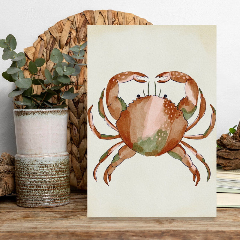 Aquarelle, crabe, coquillages, crabe