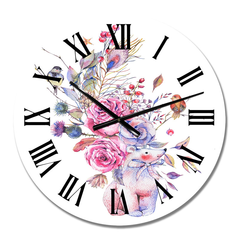 Horloge murale traditionnelle bleue et rose, Petit