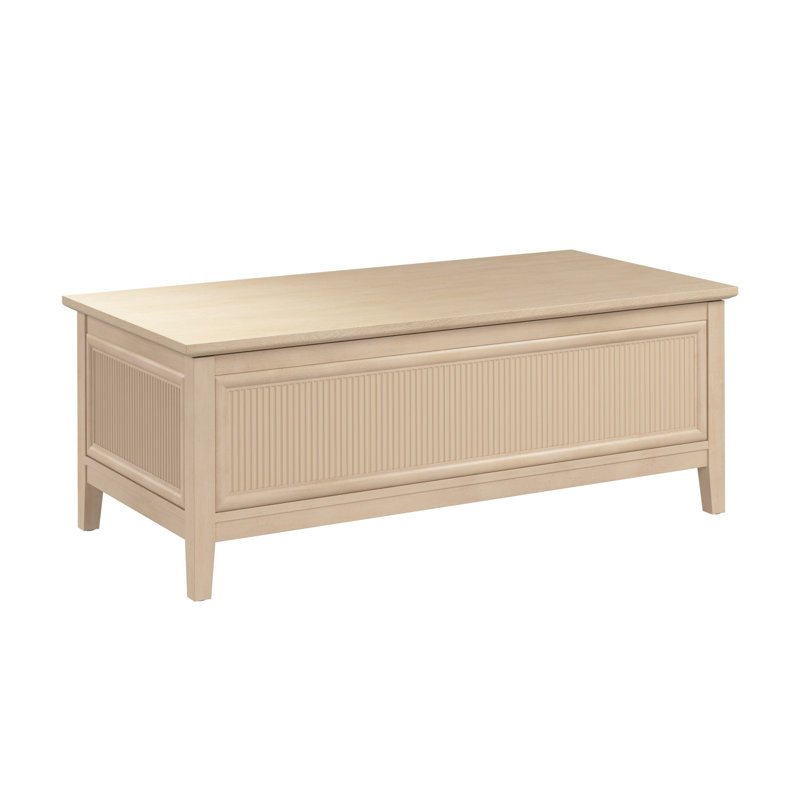 47W Fluted Lift Top Coffee Table With Storage For Living Room, Natural Wood