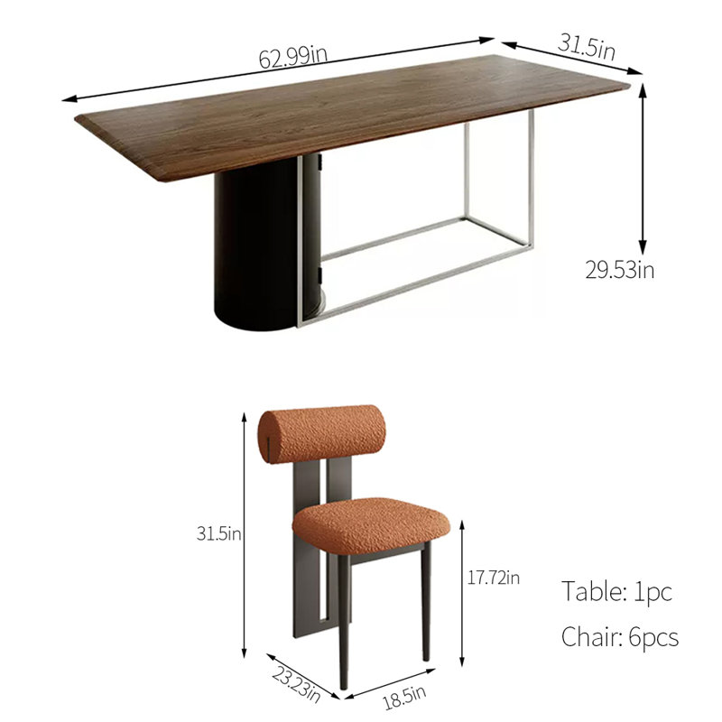 Solid wood dining table set, 29.53"H x 62.99"L x 31.5"W