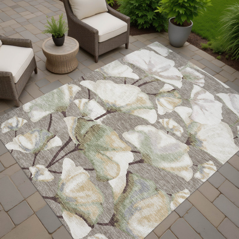 Machine Washable Indoor/Outdoor Raemoore ACN2405 Botanical Rug, Rectangle 5' x 7'6"