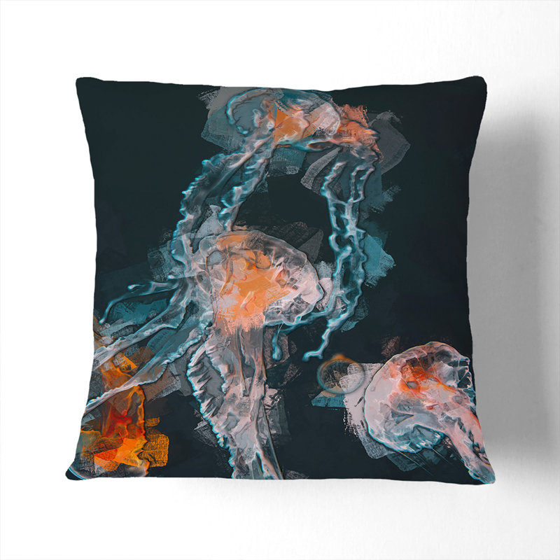 Peach Jellyfish Cushion with Filling, 40cm H x 40cm W x 15cm D