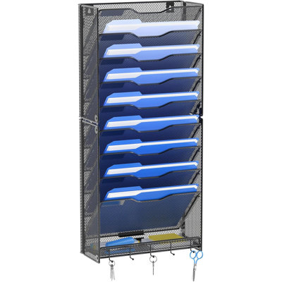 10 Tier Hanging Wall File Organizer Wall Mount Paper Document Folder Holder With Hooks For Home Office Organization