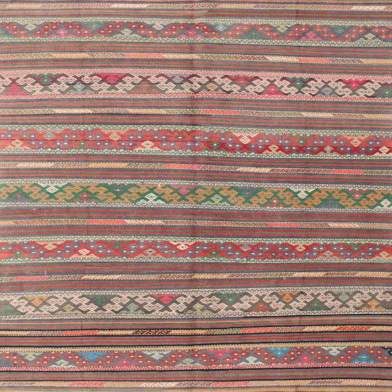 Tapis de zone rouge/vert contemporaine, Carré 4 pi