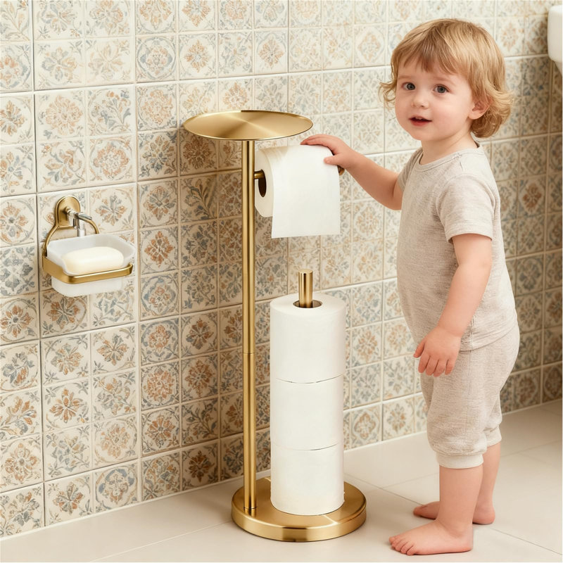 Free Standing Toilet Paper Holder, Rose Gold