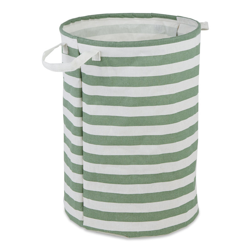 Panier à linge rayé artichaut, Vert artichaut