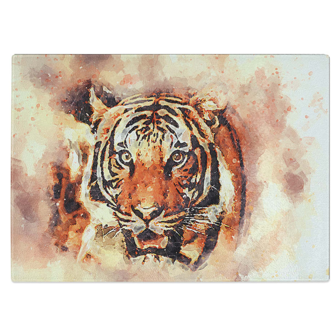 Tempered Glass Tiger in Abstract Chopping Board