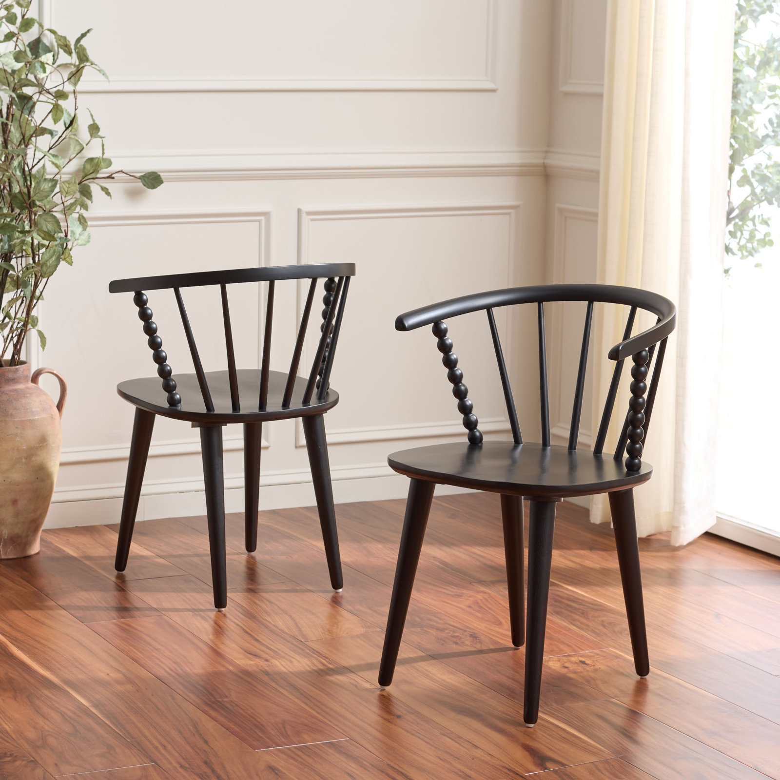 Condrey Curved Back Dining Armchair, Matte Black