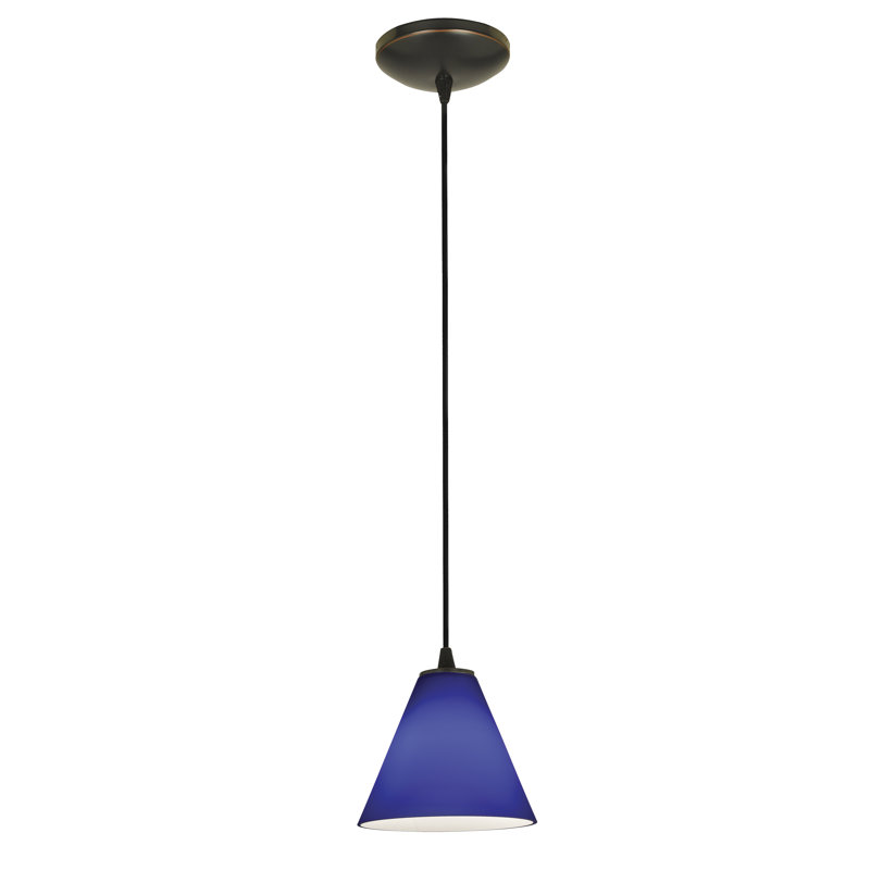 Luminaire suspendu conique 1 lumière Cascio, Cobalt, Bronze huilé
