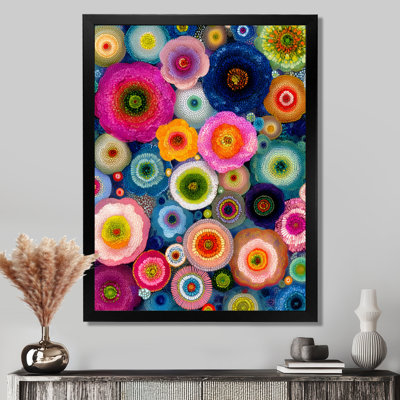 «Vibrant Flower Wall Horizon», art mural fractal abstrait, impression sur toile abstraite rose