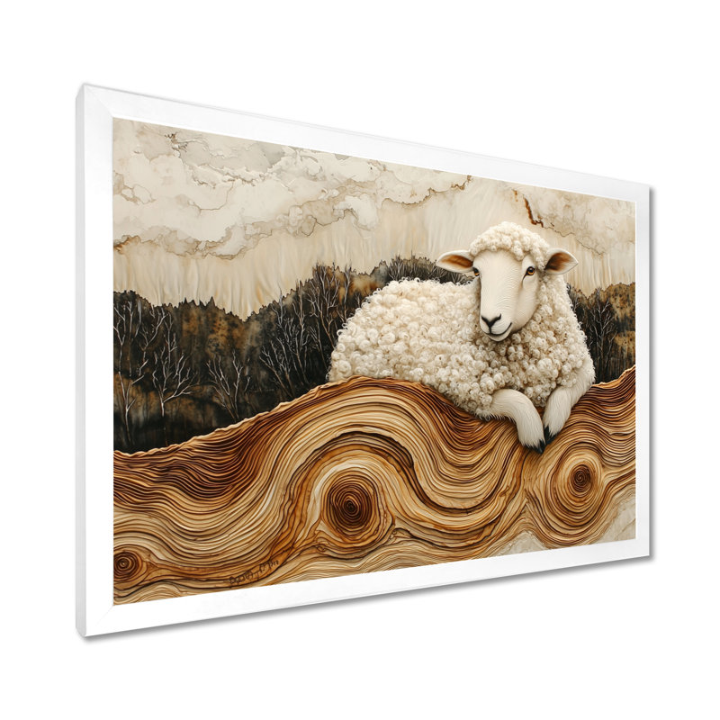 Donart, moutons abstraits à la ferme, art mural, Reproduction encadrée d'une seule photo, H 34 po x l 44 po, Blanc
