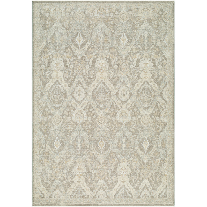 Landwehr Machine Woven Area Rug, Rectangle 6'7" x 9'6", Gray/Tan