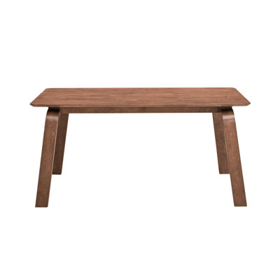 Table de salle à manger rectangulaire moderne rétro au fini noyer, pieds courbés, bords arrondis doux, 63 pouces de largeur, 35 de profondeur, 30 de hauteur, 4 sièges pour le plateau de chambre,